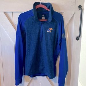 NWOT Adidas KU Jayhawk quarter zip! Size XL. 🏀